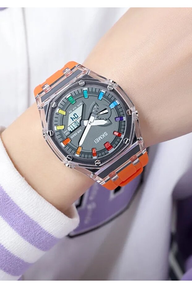 Montre-bracelet LED Skmei  2100 au design sportif coloré