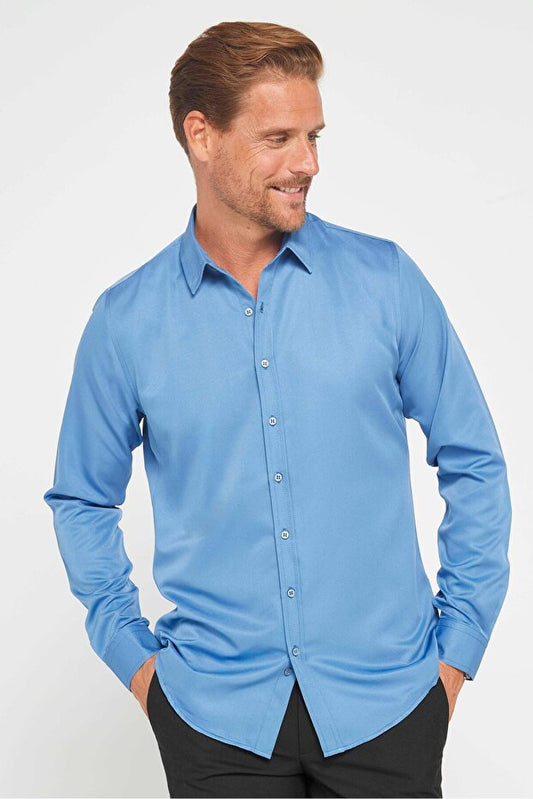 Chemise noire pour homme Tudors,  coupe ajustée, manches longues, repassage facile, tissu respirant absorbant la transpiration, à nouer, adaptée à toutes les saisons