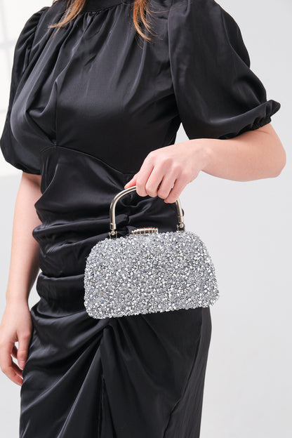 Pochette de soirée ROZA CANTA pour femme, ornée de détails dorés