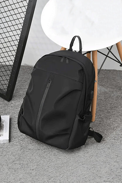 Carnet et sac à dos noirs à fermeture éclair en tissu déperlant D'VERS