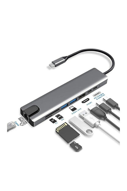 Adaptateur convertisseur hub USB Type-C 8 en 1 Golden Tech compatible Macbook Pro Air, USB, HDMI et micro SD