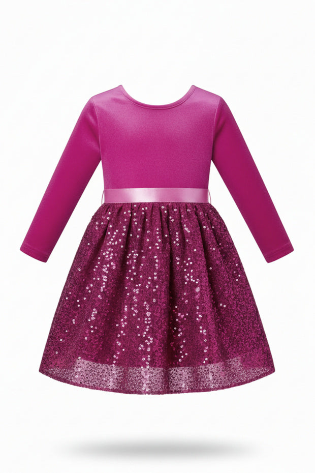 Robe bouffante en velours à sequins et nœud papillon pour filles de 3 à 10 ans ( My Kids Wear).