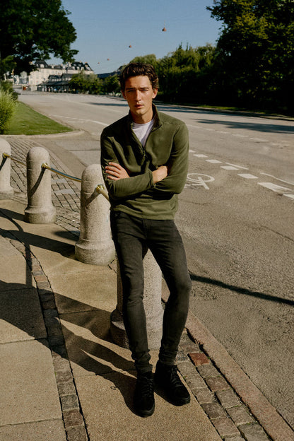 Sweat-shirt polaire AC&Co / Altınyıldız Classics  pour homme, kaki, anti-boulochage, coupe standard, col montant, résistant au froid
