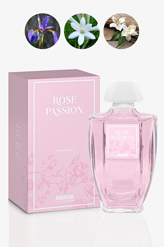 Armasari Rose Passion Eau de Parfum Femme 100ml | Floral et Boisé | Iris, Musc, Vanille, Cèdre, Fleur d'Oranger