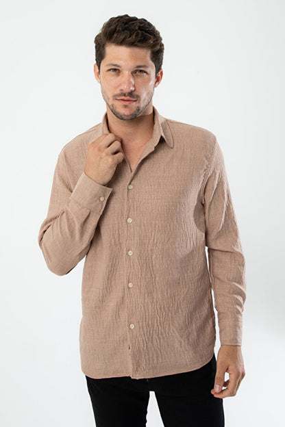 Chemise oversize en lin texturé gris fumé pour homme YXC Trend Maker