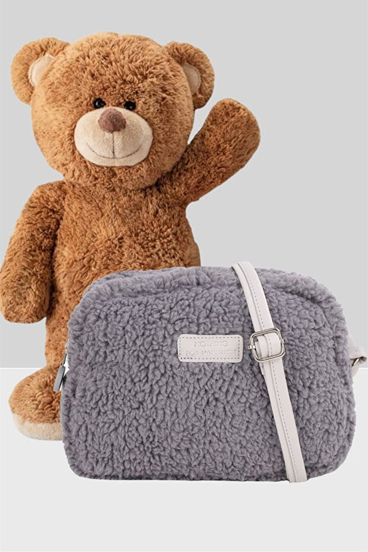 Sac bandoulière urbain mini en peluche crème pour femme NOTHING