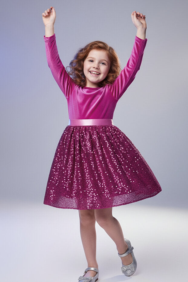 Robe bouffante en velours à sequins et nœud papillon pour filles de 3 à 10 ans ( My Kids Wear).