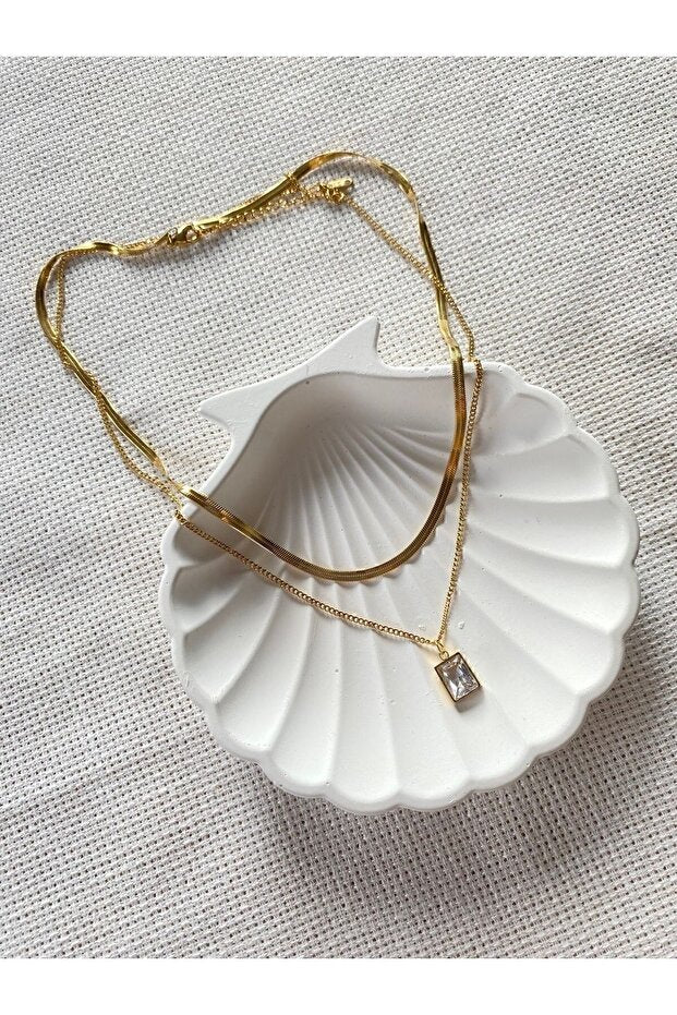 Collier double pierre en acier de marque générale