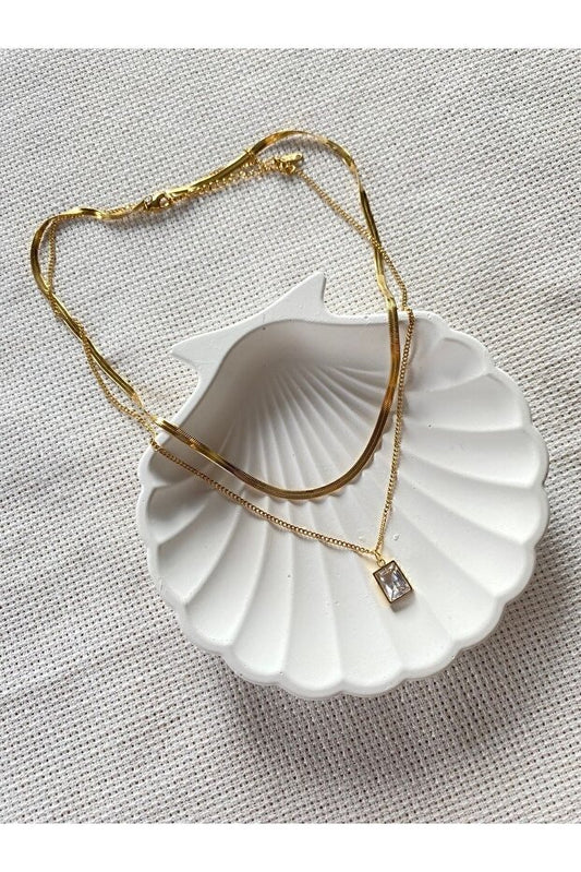 Collier double pierre en acier de marque générale