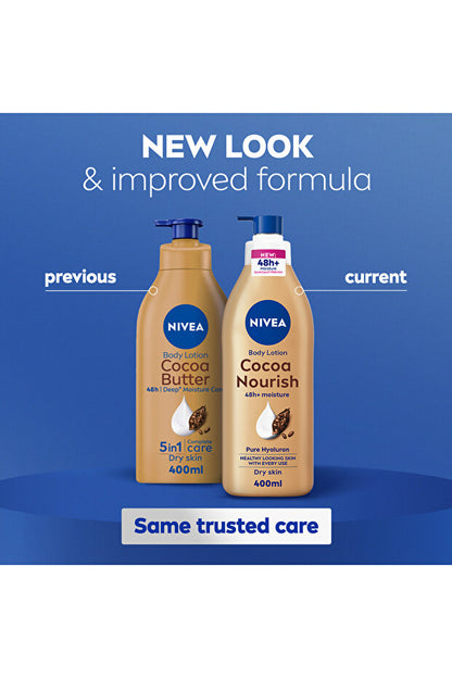 Lait corporel NIVEA au beurre de cacao, vitamine E, pour peaux sèches, 400 ml