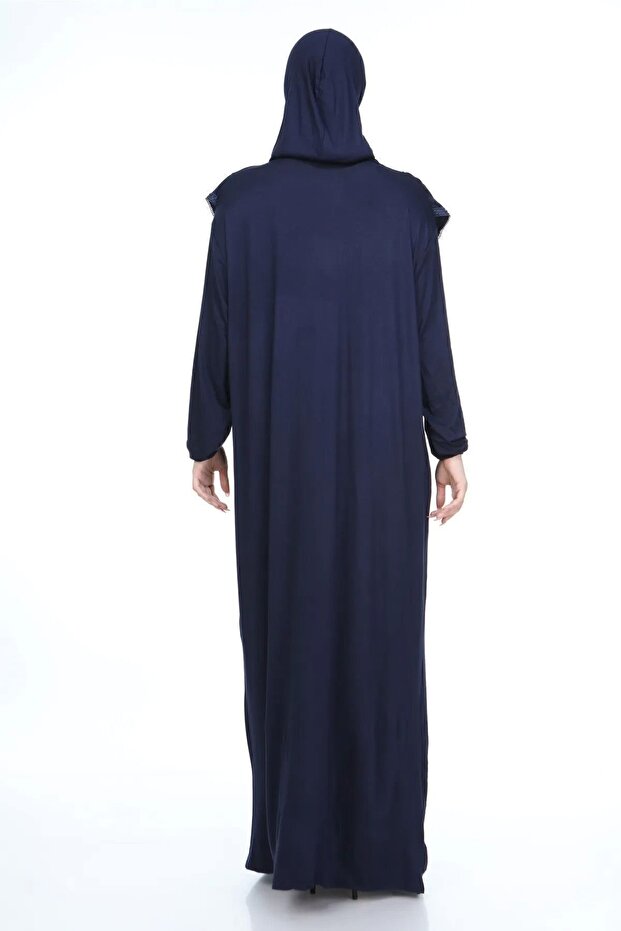 Robe de prière hijab en coton noir avec dentelle, collection automne  , en jersey une pièce.