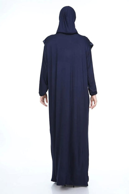 Robe de prière hijab en coton noir avec dentelle, collection automne  , en jersey une pièce.