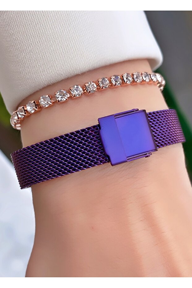 Montre femme Ferrucci , bracelet en acier violet, garantie 2 ans