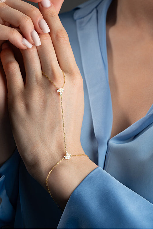 Bracelet Shahmaran NEREZE  en argent sterling 925 plaqué or, motif fleur de lotus