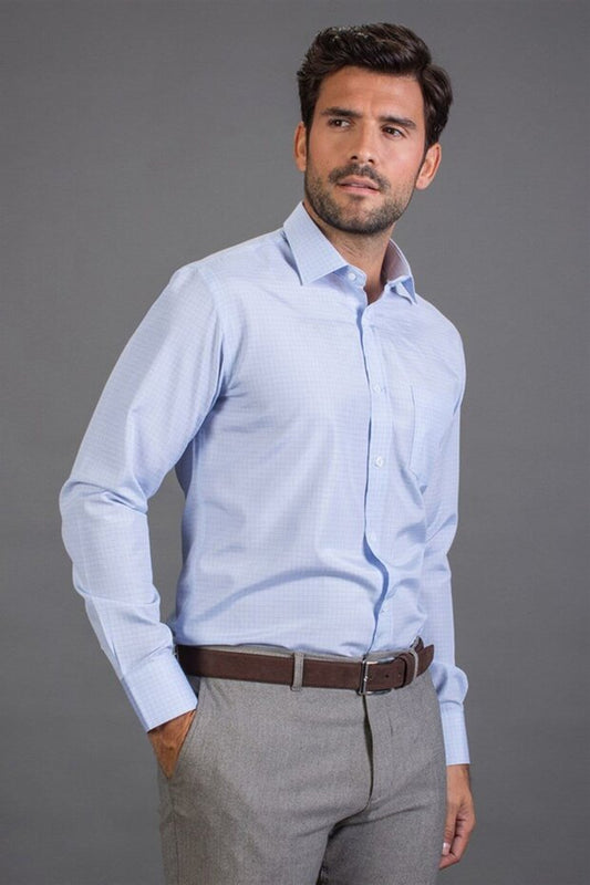 Chemise rayée bleue à manches longues en coton, coupe classique, facile à repasser, pour homme, Tudors