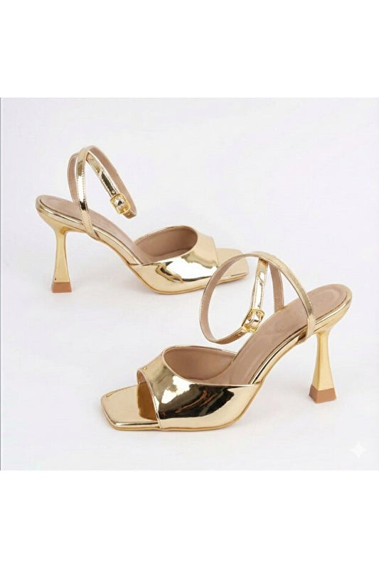 Sandales à talons pour femmes İZCE MODA , couleur or