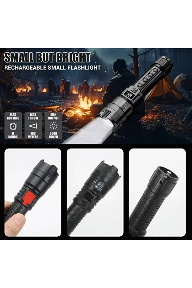 Lampe torche tactique à LED haute puissance Choice P50 300 000 lm avec affichage lumineux et chargement USB pour le camping