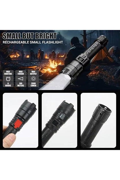 Lampe torche tactique à LED haute puissance Choice P50 300 000 lm avec affichage lumineux et chargement USB pour le camping