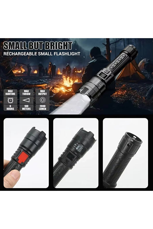 Lampe torche tactique à LED haute puissance Choice P50 300 000 lm avec affichage lumineux et chargement USB pour le camping