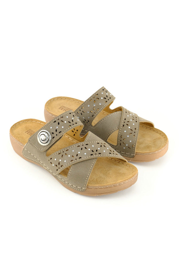 Chaussures d'été pour femmes Gezer Feichtingen avec semelle intérieure en cuir véritable, fermeture Velcro unique, réglables, semelle confortable, pour un usage quotidien.