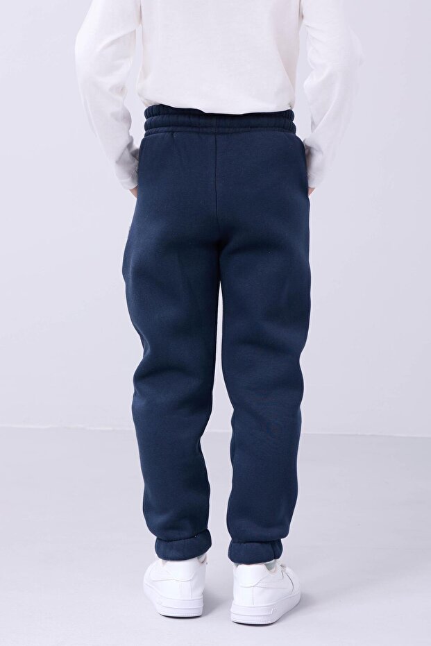 Pantalon de survêtement unisexe pour enfant Perendi , bleu marine, confortable, doublé polaire et élastiqué, avec poches