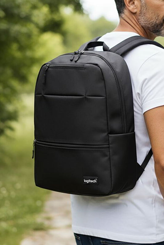 Sac à dos pour ordinateur portable Logitech  Original unisexe 15,6 pouces, multi-compartiments, imperméable, noir, pour lycéens, collégiens et écoliers.