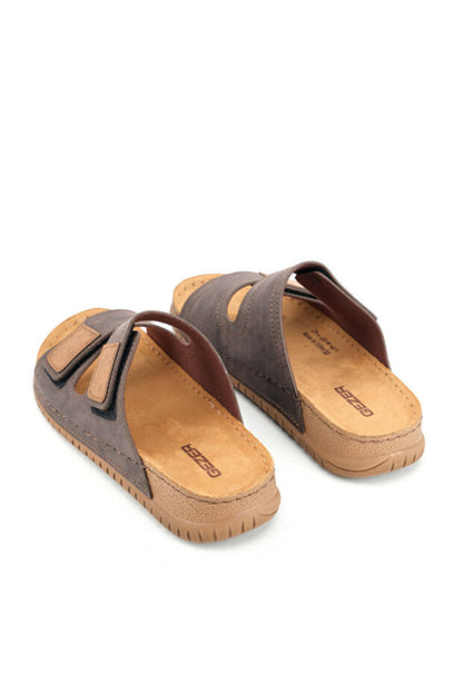 Pantoufles décontractées Gezer  pour hommes, modèle été, à double fermeture velcro, semelle confortable en similicuir.