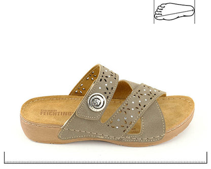 Chaussures d'été pour femmes Gezer Feichtingen avec semelle intérieure en cuir véritable, fermeture Velcro unique, réglables, semelle confortable, pour un usage quotidien.