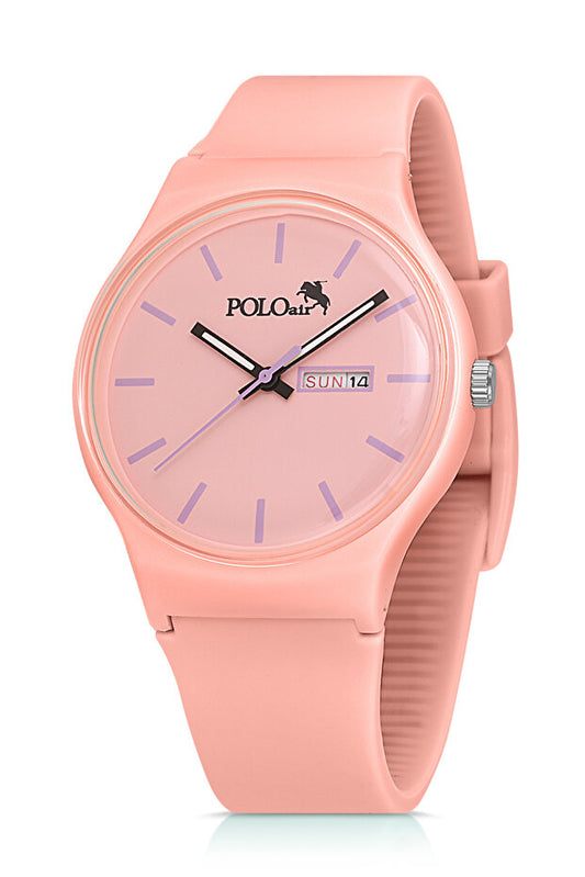 Montre-bracelet unisexe Polo Air  Sport avec bracelet en silicone et calendrier jour/mois, rose clair, PL-1555B6X
