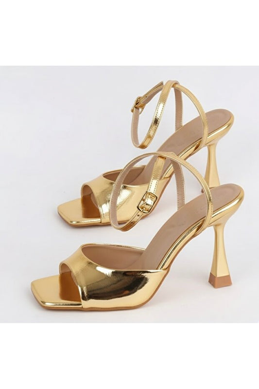 Sandales à talons pour femmes İZCE MODA , couleur or