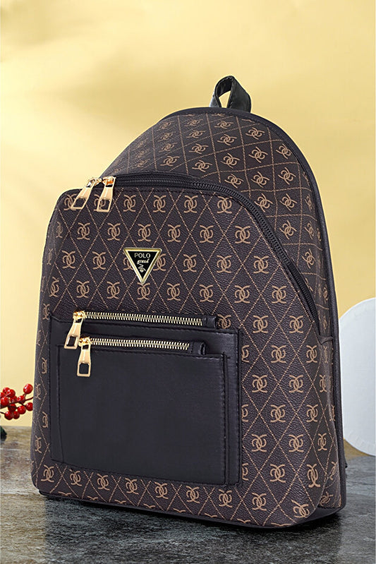 Sac à dos et bandoulière élégant POLOGRAND London  Original pour femme, modèle luxe confort multi-œillets, bandoulière ajustable, 3 compartiments.