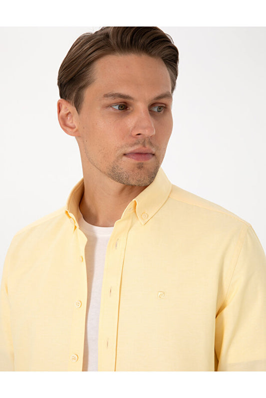 Chemise Pierre Cardin  kaki Oxford coupe slim, repassage facile 50306996-VR027