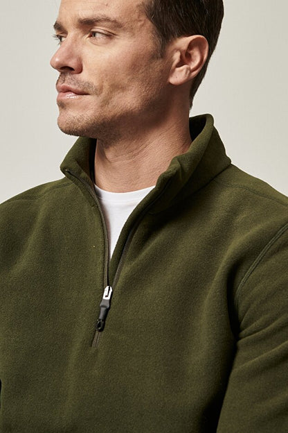 Sweat-shirt polaire AC&Co / Altınyıldız Classics  pour homme, kaki, anti-boulochage, coupe standard, col montant, résistant au froid