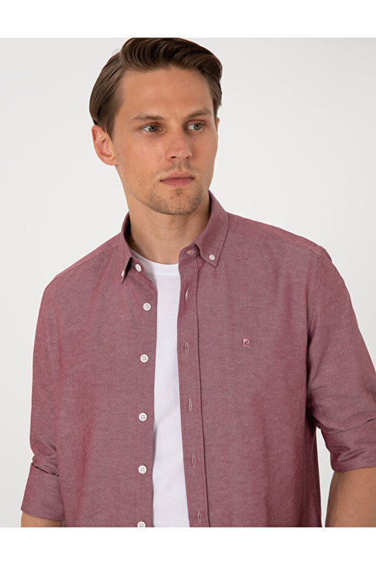 Chemise Pierre Cardin  kaki Oxford coupe slim, repassage facile 50306996-VR027