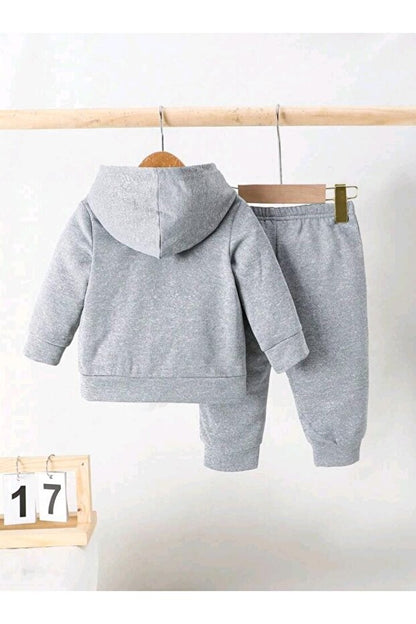 Ensemble haut et bas à manches longues et capuche gris pour enfant KTT TEXTILE