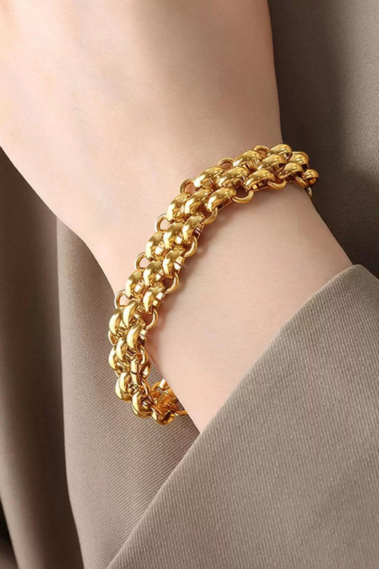 Bracelet Vitastyle  à grosse chaîne en acier doré