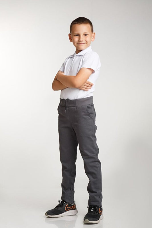 Pantalon d'école en toile à taille côtelée General Brands (IL EST RECOMMANDÉ DE COMMANDER UNE TAILLE AU-DESSUS)