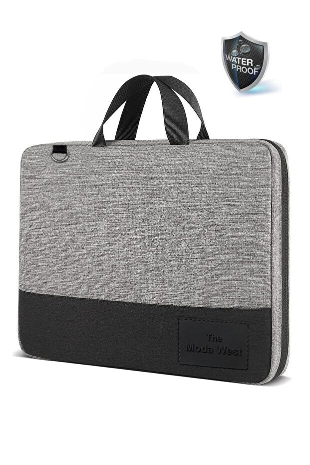 Sacoche pour ordinateur portable Modawest  grise avec bandoulière, format 13-14-15,6-16,1 pouces