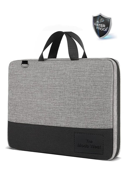 Sacoche pour ordinateur portable Modawest  grise avec bandoulière, format 13-14-15,6-16,1 pouces