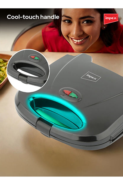 Appareil à sandwichs İMPEX  2 tranches SW 3601 | 750 W | Plaques antiadhésives | Poignée isolante | Voyants lumineux