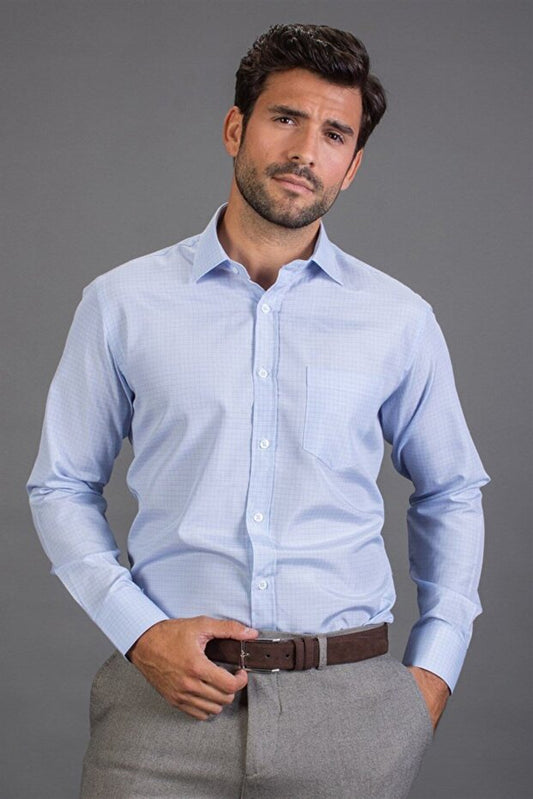 Chemise rayée bleue à manches longues en coton, coupe classique, facile à repasser, pour homme, Tudors