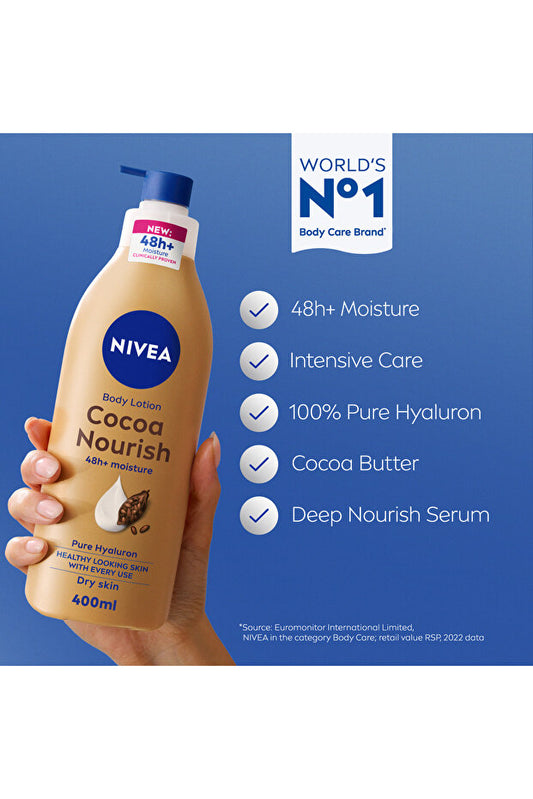 Lait corporel NIVEA au beurre de cacao, vitamine E, pour peaux sèches, 400 ml