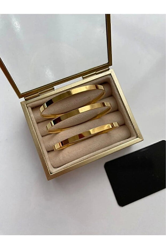 Bracelet Ajda épais Vitastyle  couleur or, ensemble de 3 pièces