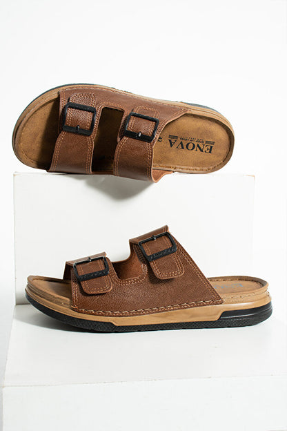 Pantoufles orthopédiques pour hommes Enova  Birrbazaar en cuir (synthétique), à double semelle, réglables par boucle et élégantes, pour l'intérieur et l'extérieur.