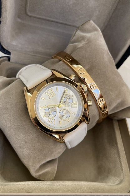 Leerybee  Cartier Élégance : Adoptez la tendance avec cette montre pour femme dotée d’un bracelet en acier ! Bracelet en cuir, boîtier en acier