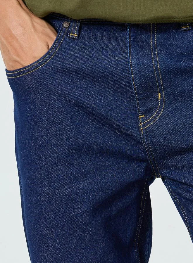 Jean bleu délavé pour homme, coupe classique
