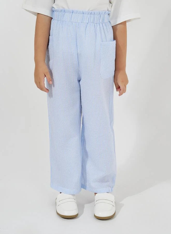 Ensemble T-shirt oversize à imprimé slogan et pantalon rayé