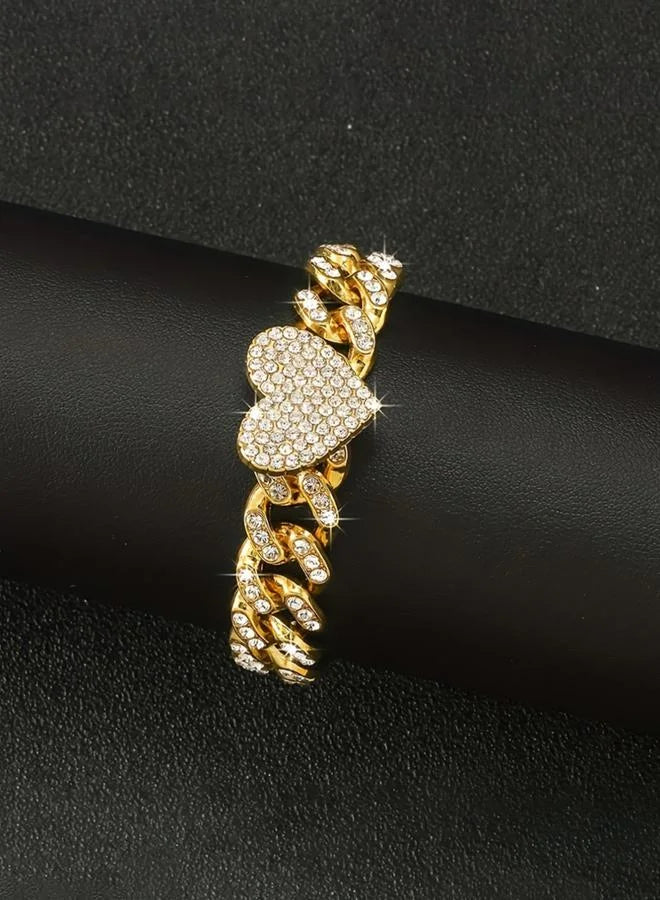 Bracelet à maillons en forme de cœur orné d'or