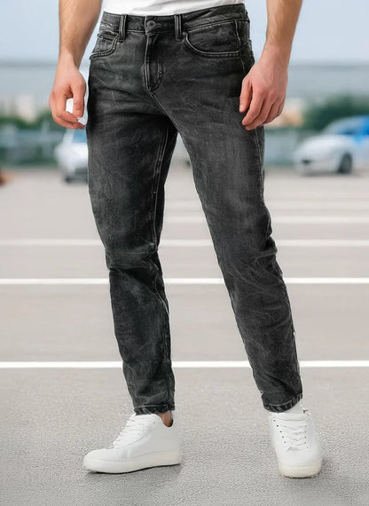 Jean slim noir délavé extensible pour homme Urbano Fashion