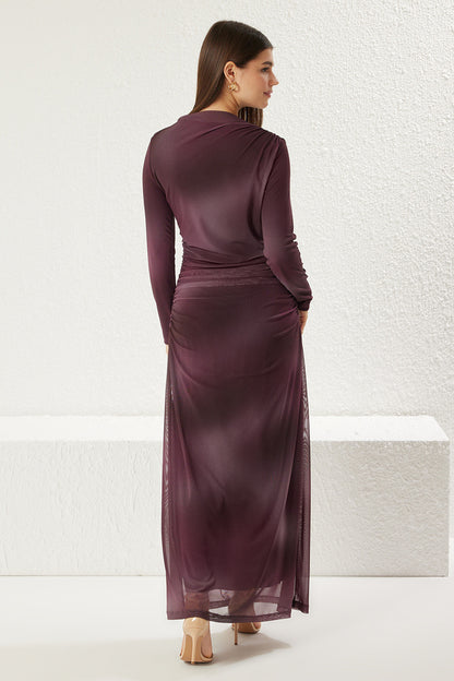 Trendyol Modest Purple Gradient Knitted Dress Tctss25Eb00043